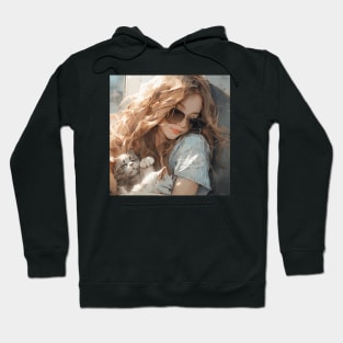 Girl sleeping with cats Hoodie